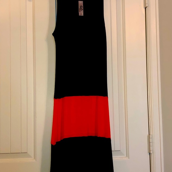 Navy and Orange Maxi Dress - Picture 2 of 6